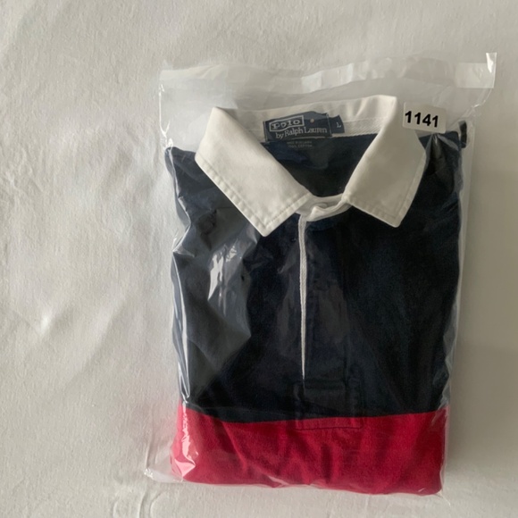 VINTAGE Polo Ralph Lauren Sport Rugby Shirt Striped w/Elbow Patches. - Picture 8 of 8